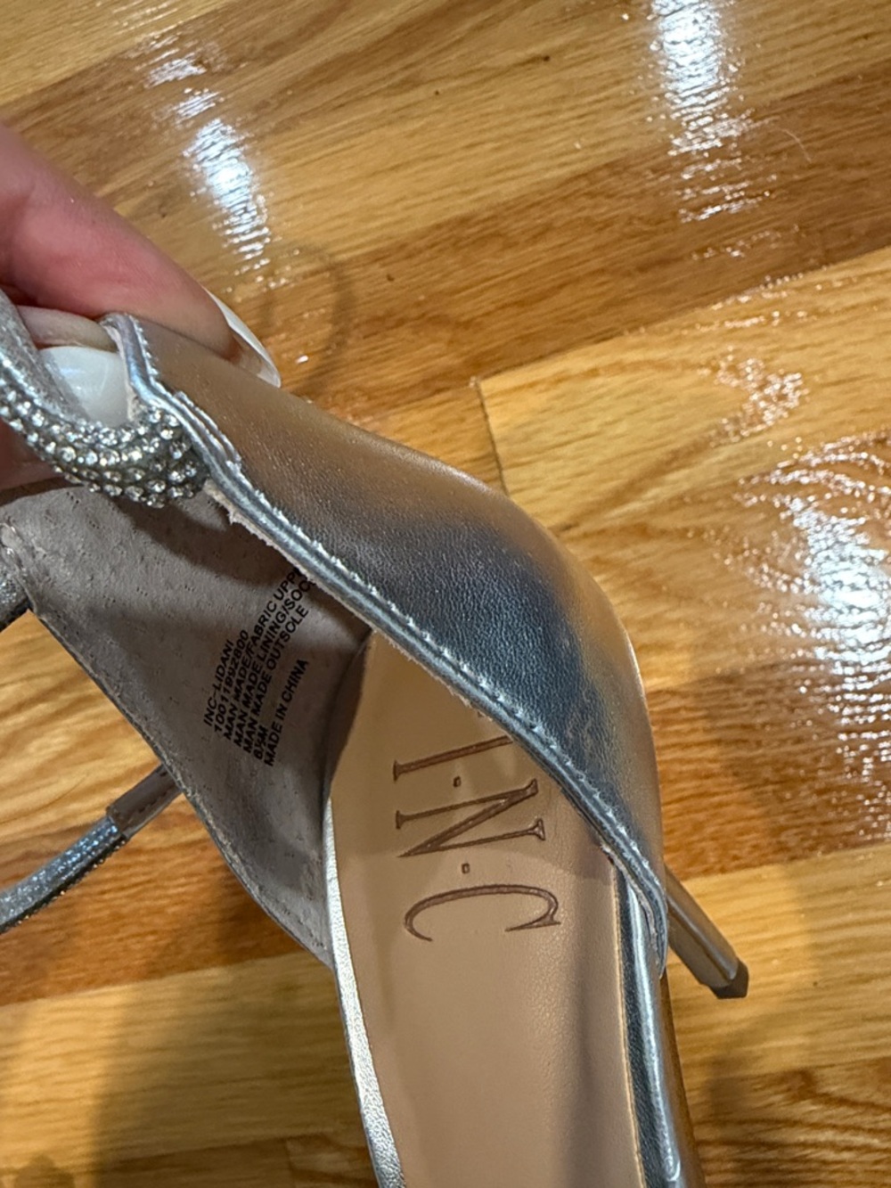 Silver Rhinestone Bow Accent Heels - Picture 6 of 10